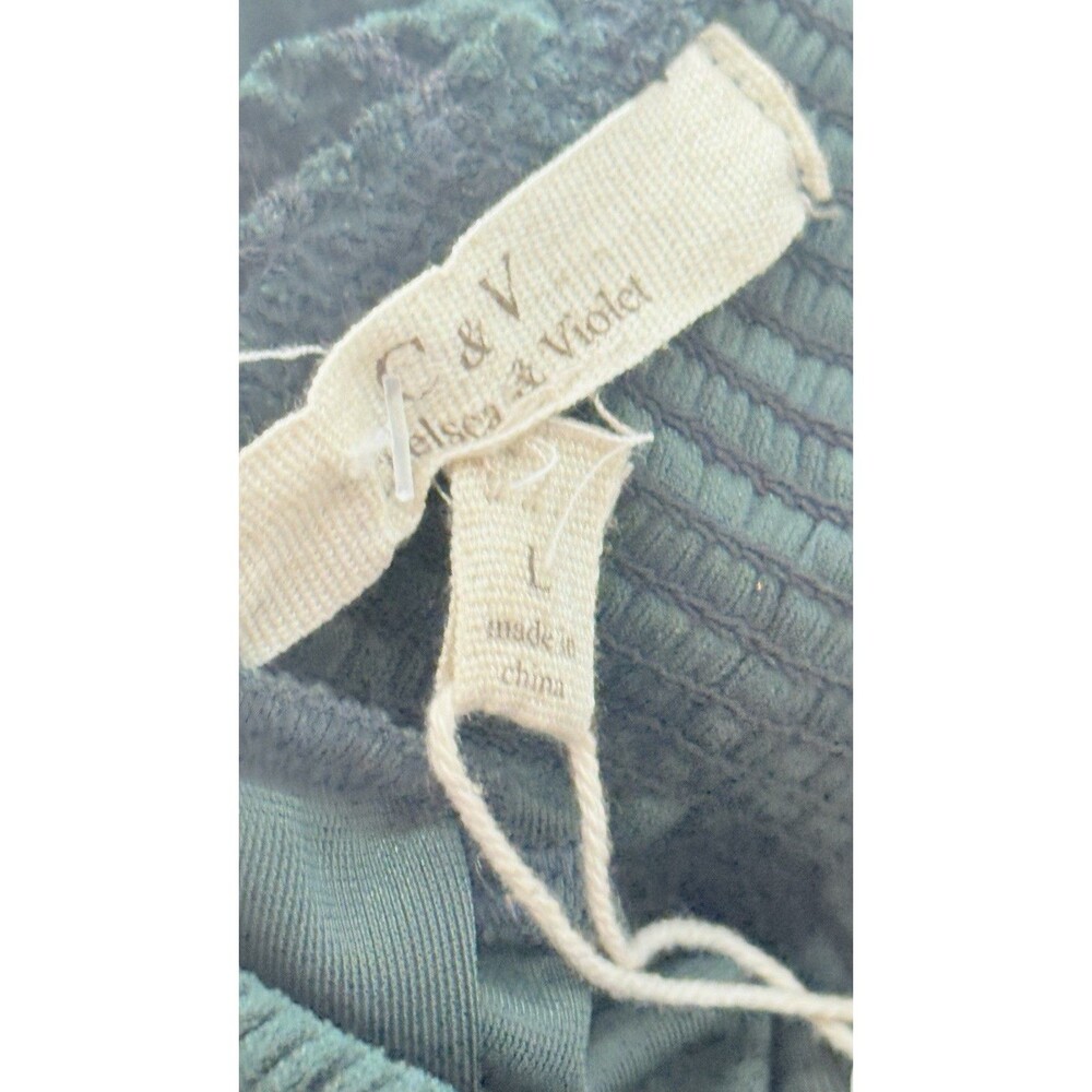 Chelsea & Violet size L Women’s Green Velvet Smocked Babydoll Mini Dress - Picture 12 of 15